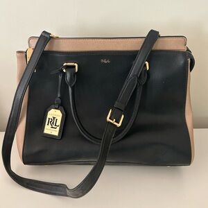 Ralph Lauren Black and Tan Satchel
